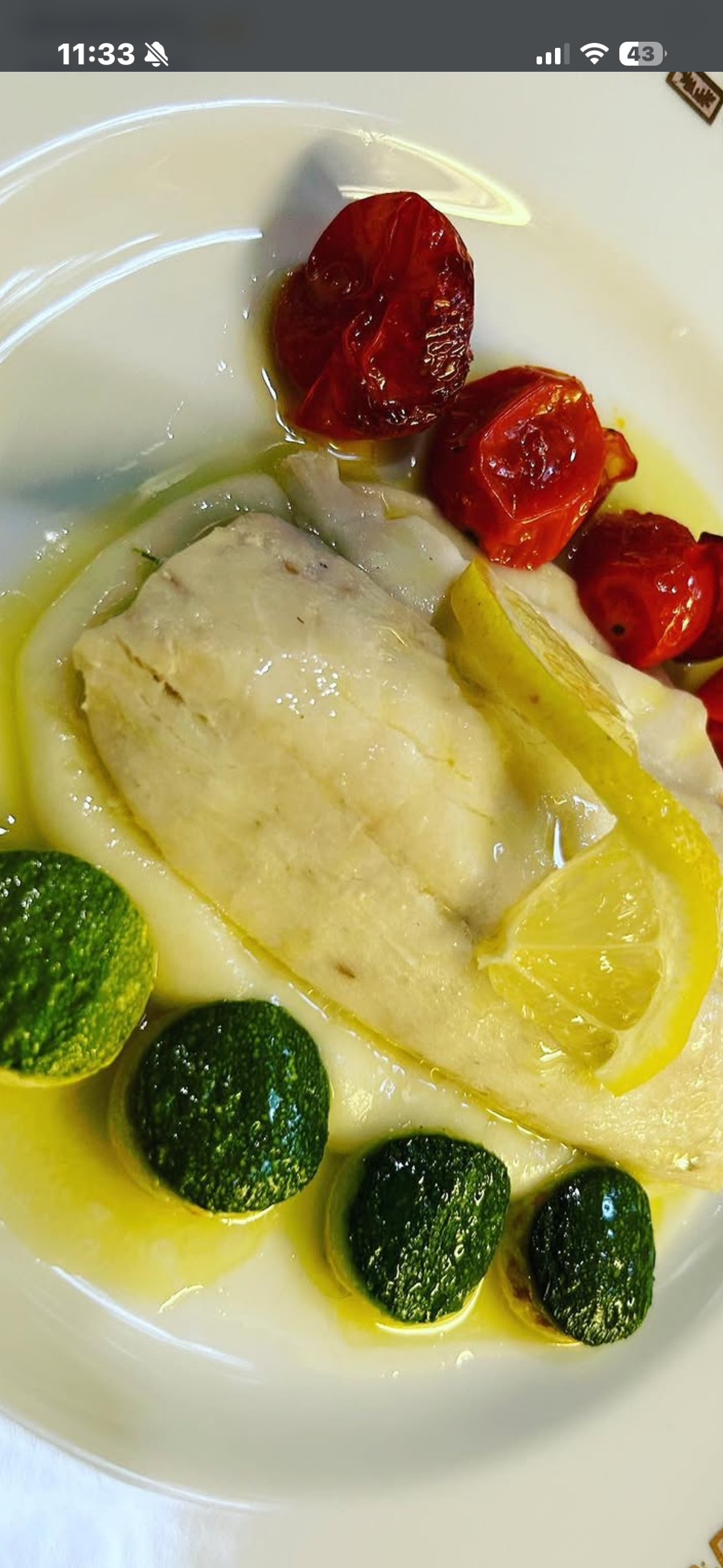 Poached fish with roasted vegetables